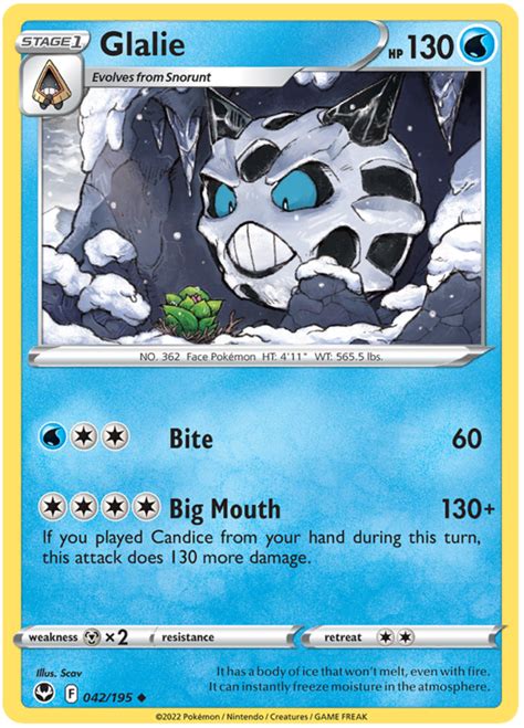 glalie pokemon card.